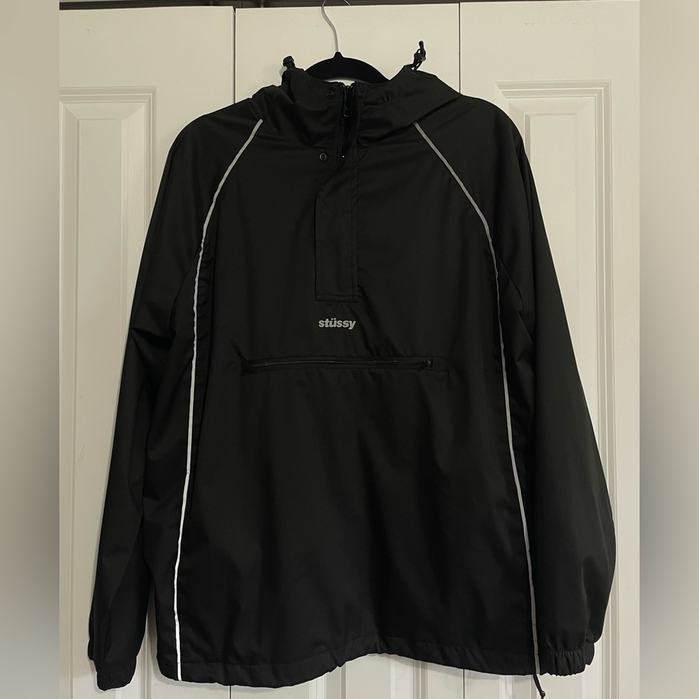 Stüssy Black 3M Piping Pullover Windbreaker Jacket